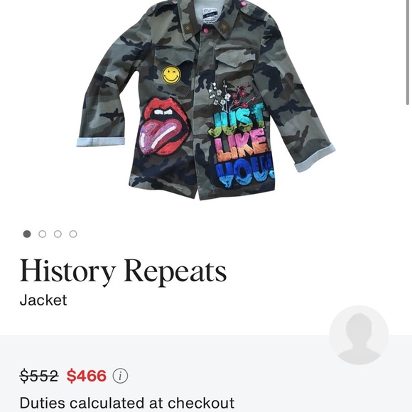 History Repeats Army Jacket size 10 Multi-color pattern, Made in ITALY - Picture 2 of 11